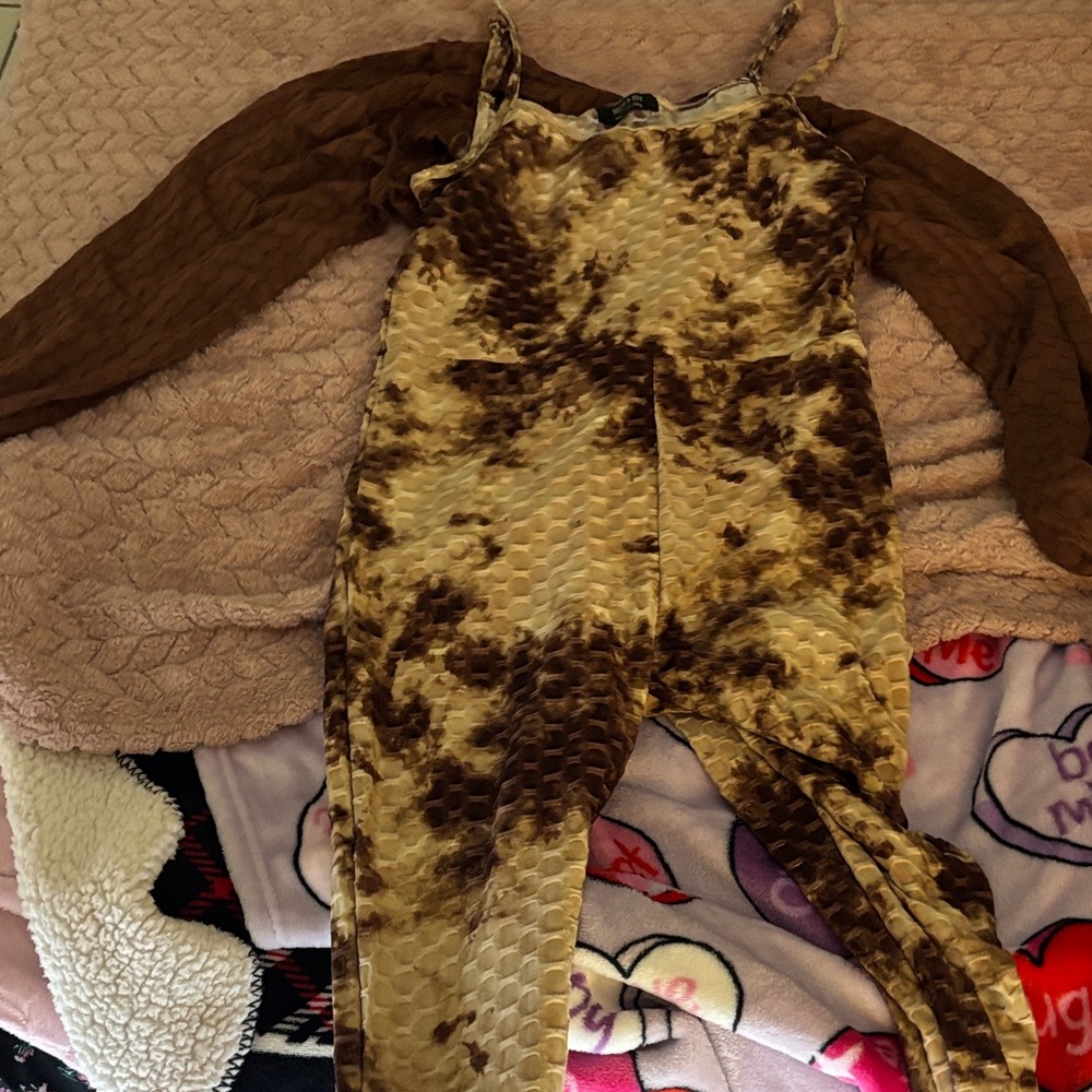 Fashion Nova Brown Tie-Dye 2 piece Jumpsuit